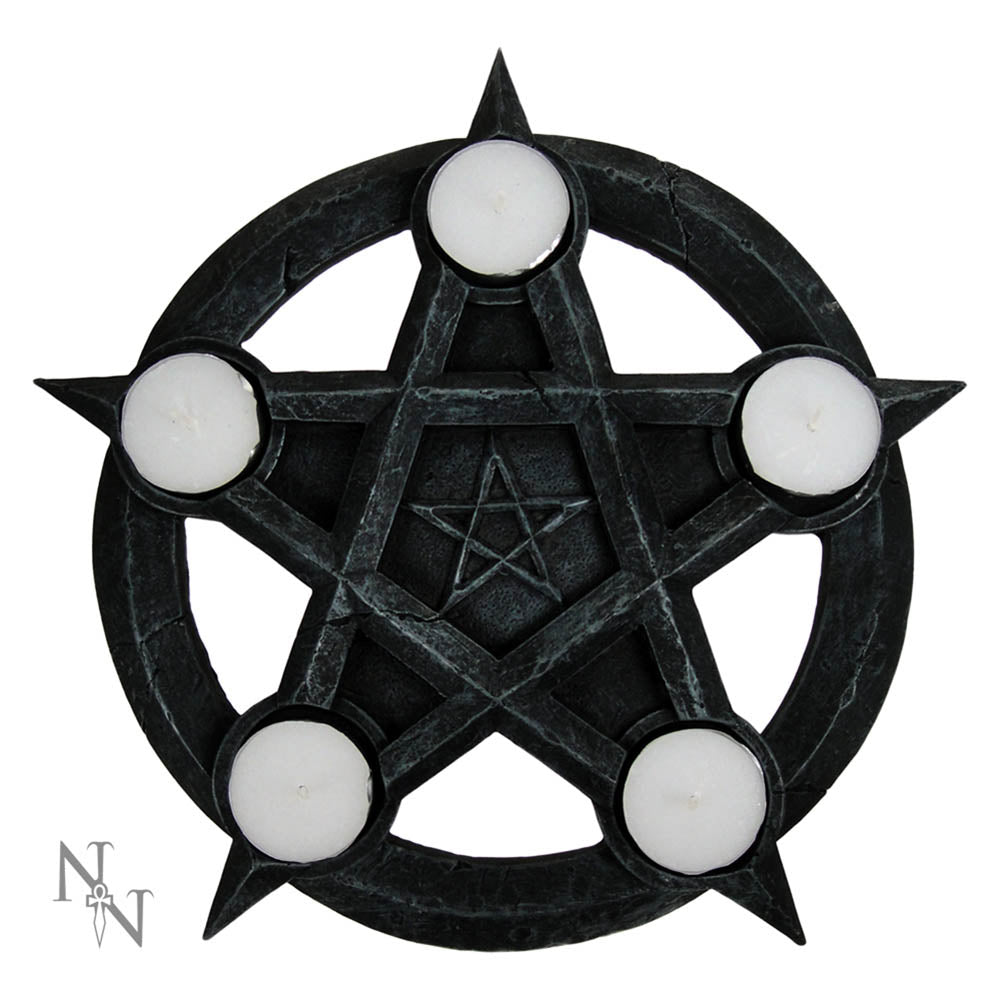 Pentagram Gothic Wiccan Tealight Holder 26cm