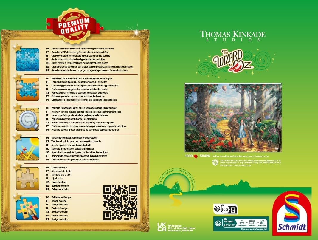 Schmidt Spiele 58426 Thomas Kinkade, Warner, Wizard of Oz, Follow The Yellow Brick Road, 1000 Piece Jigsaw Puzzle